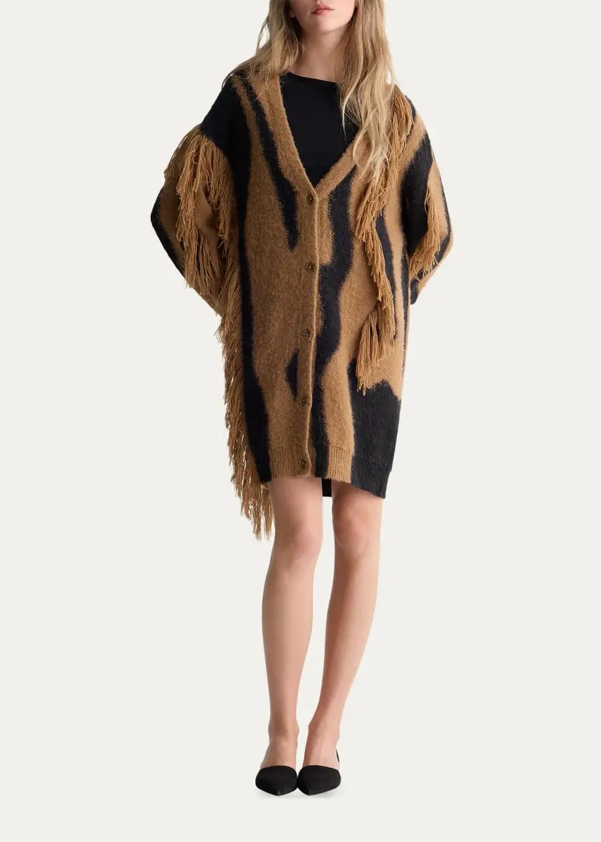 Diane von Furstenberg Leone Fringed Abstract Intarsia Cardigan | Thumbnail 2 Diane von Furstenberg Leone Fringed Abstract Intarsia Cardigan | Thumbnail 2