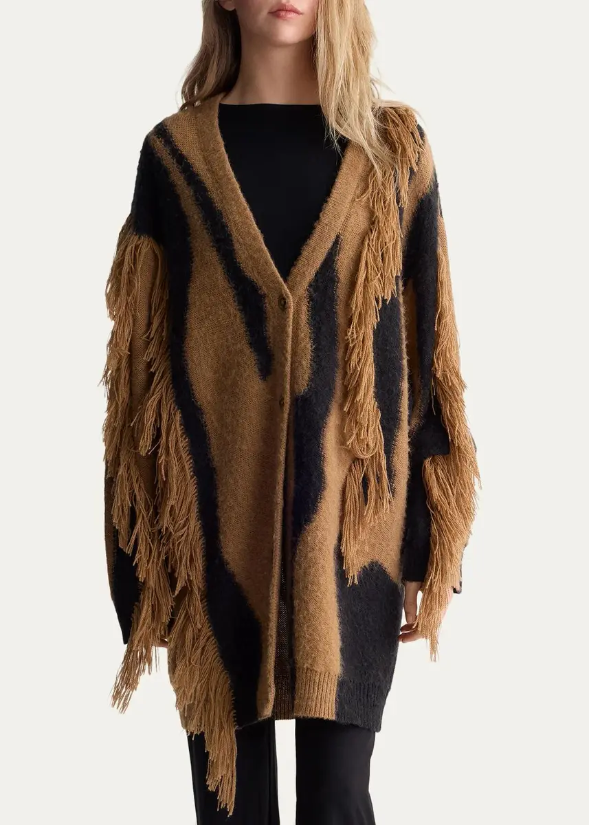 Diane von Furstenberg Leone Fringed Abstract Intarsia Cardigan | Thumbnail 4 Diane von Furstenberg Leone Fringed Abstract Intarsia Cardigan | Thumbnail 4