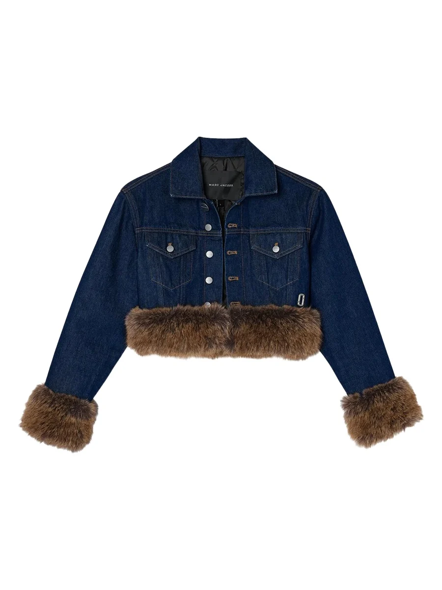 Faux-Fur-Trim Shrunken Trucker Jacket Faux-Fur-Trim Shrunken Trucker Jacket