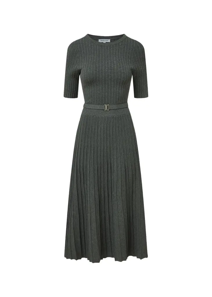 Elthea Belted Midi Knit Dress Elthea Belted Midi Knit Dress