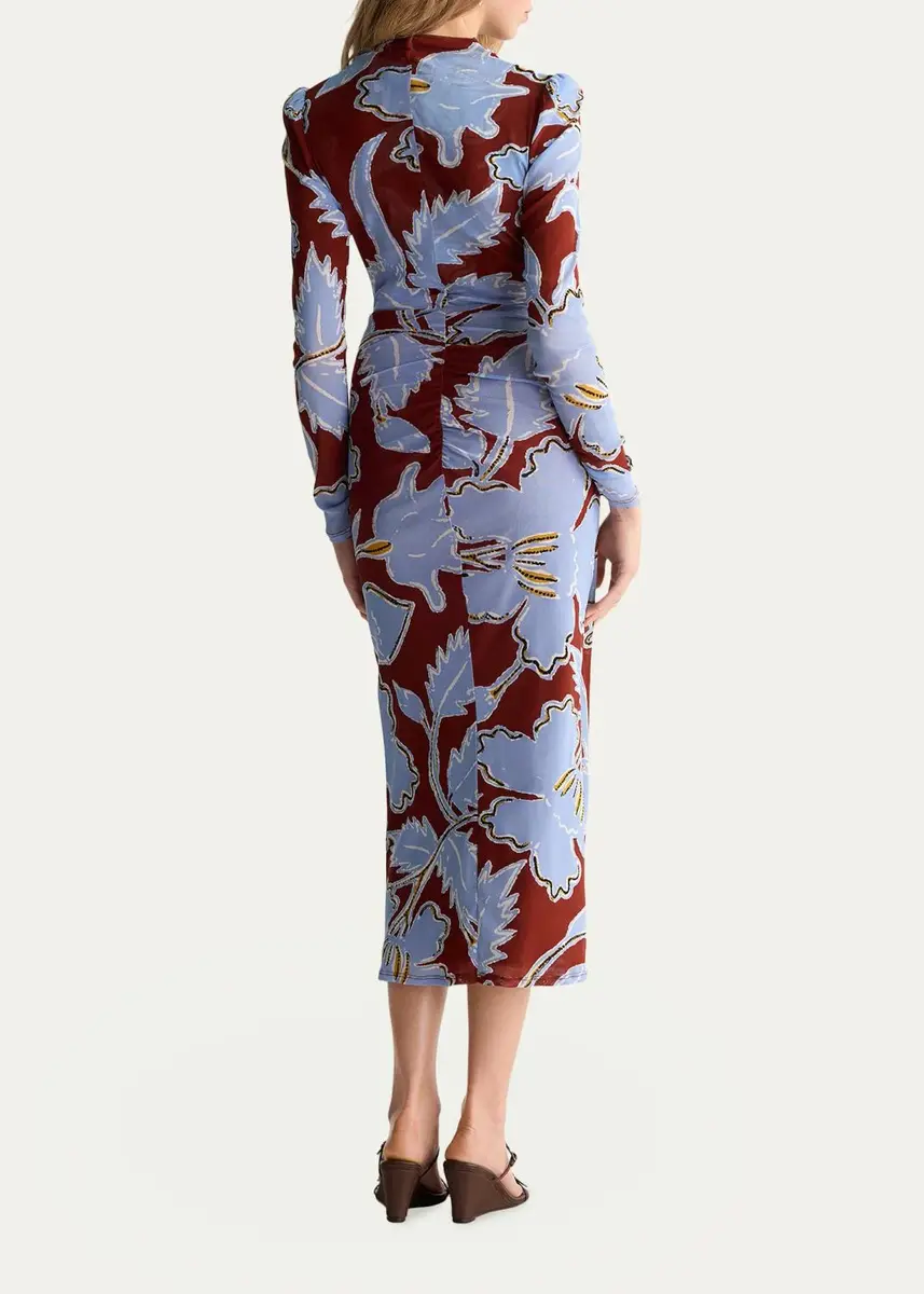 Diane von Furstenberg Amadis Floral-Print Mesh Midi Dress | Thumbnail 3 Diane von Furstenberg Amadis Floral-Print Mesh Midi Dress | Thumbnail 3