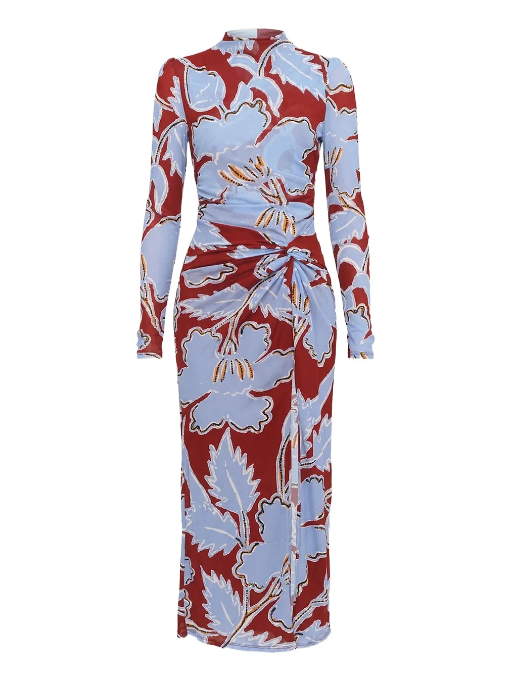 Amadis Floral-Print Mesh Midi Dress
