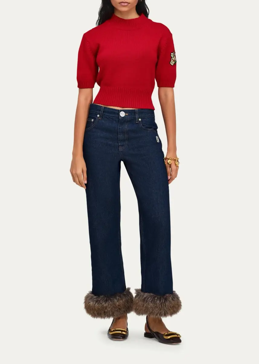 Marc Jacobs Faux-Fur-Trimmed Crop Jeans | Thumbnail 2