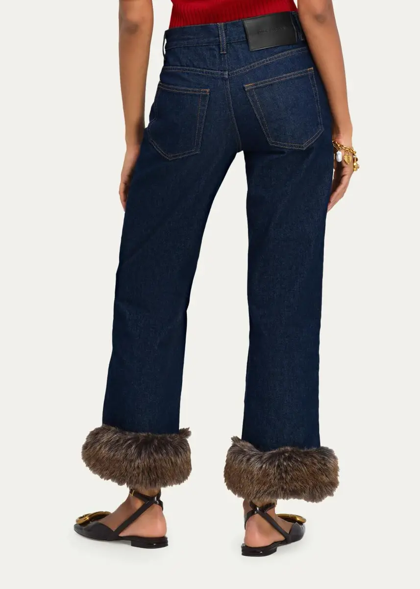Marc Jacobs Faux-Fur-Trimmed Crop Jeans | Thumbnail 3