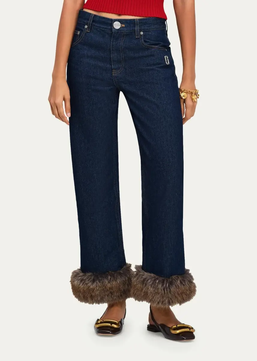 Marc Jacobs Faux-Fur-Trimmed Crop Jeans | Thumbnail 4