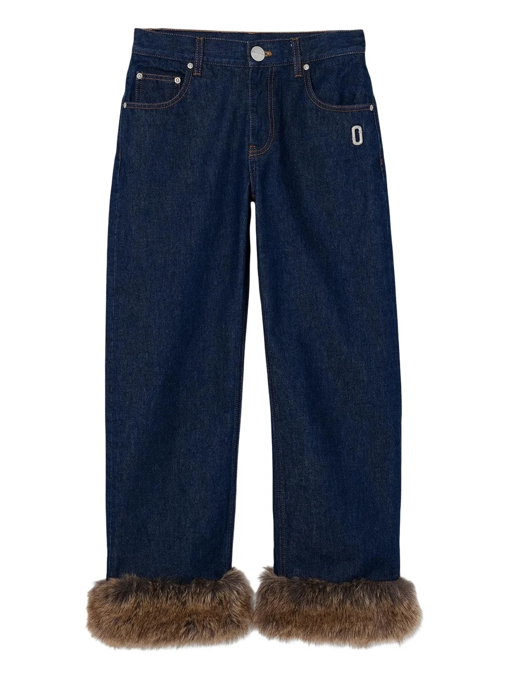 Faux-Fur-Trimmed Crop Jeans Faux-Fur-Trimmed Crop Jeans