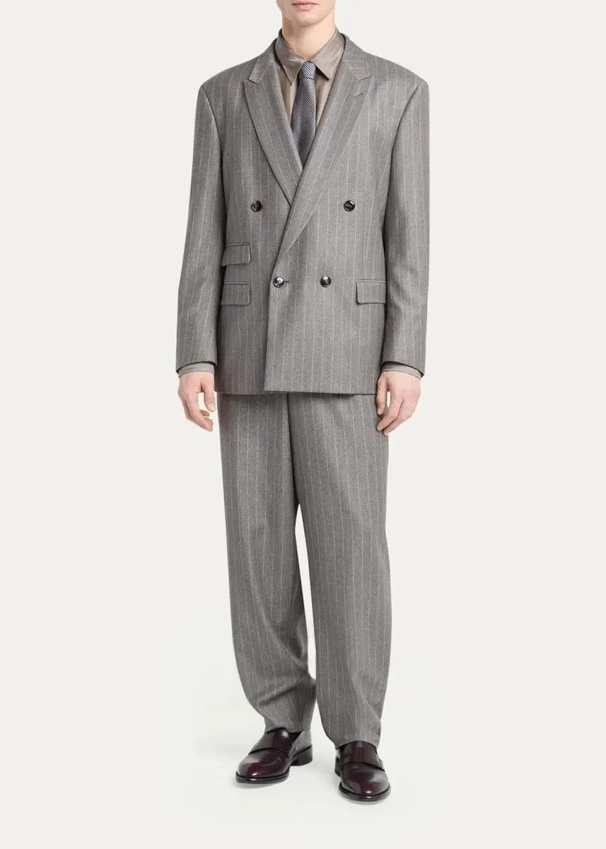 Giorgio Armani Men's Silk-Blend Micro-Chevron Button-Down Shirt | Thumbnail 3 Giorgio Armani Men's Silk-Blend Micro-Chevron Button-Down Shirt | Thumbnail 3