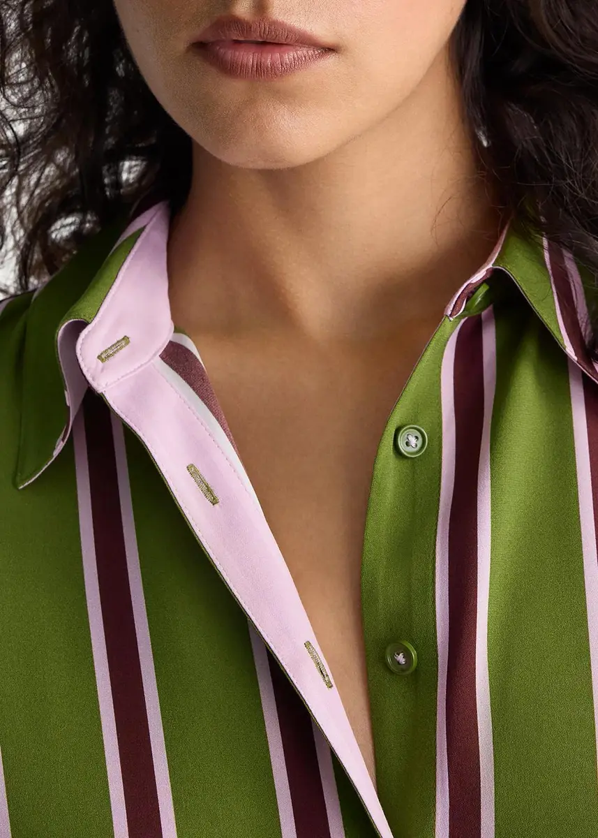 Diane von Furstenberg Elle Striped Stretch Georgette Mini Shirtdress | Thumbnail 4 Diane von Furstenberg Elle Striped Stretch Georgette Mini Shirtdress | Thumbnail 4