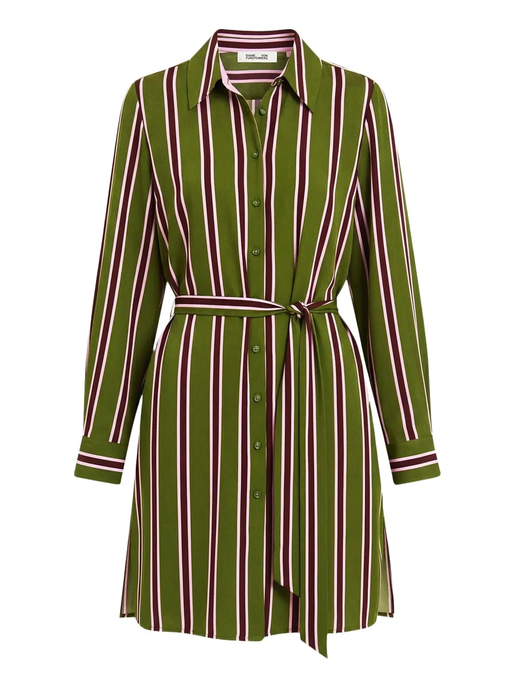 Elle Striped Stretch Georgette Mini Shirtdress
