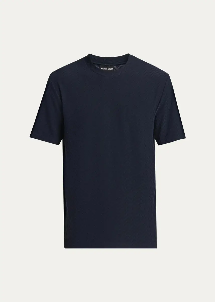 Giorgio Armani Men's Rib-Knit Wool-Blend T-Shirt | Thumbnail 2 Giorgio Armani Men's Rib-Knit Wool-Blend T-Shirt | Thumbnail 2