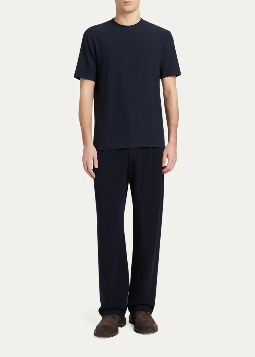 Giorgio Armani Men's Rib-Knit Wool-Blend T-Shirt | Thumbnail 3 Giorgio Armani Men's Rib-Knit Wool-Blend T-Shirt | Thumbnail 3