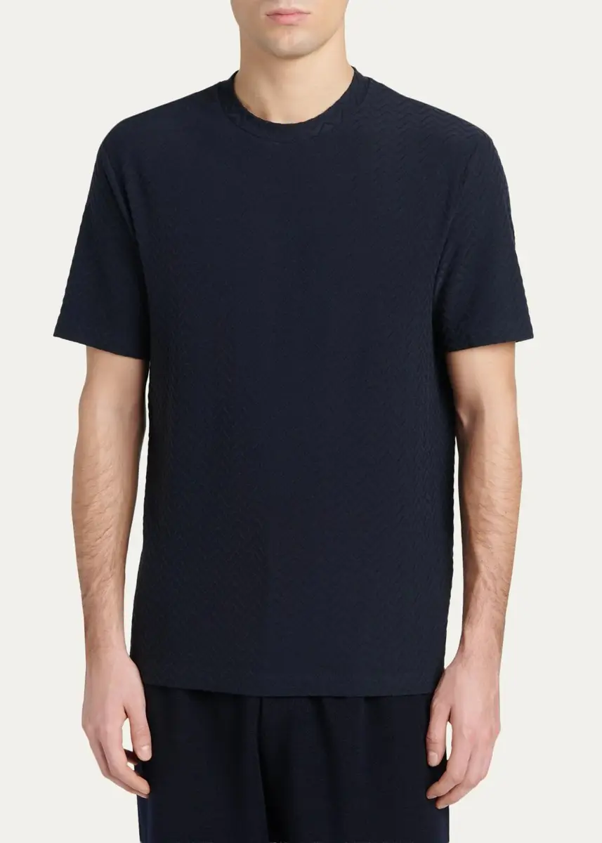 Giorgio Armani Men's Rib-Knit Wool-Blend T-Shirt | Thumbnail 5 Giorgio Armani Men's Rib-Knit Wool-Blend T-Shirt | Thumbnail 5