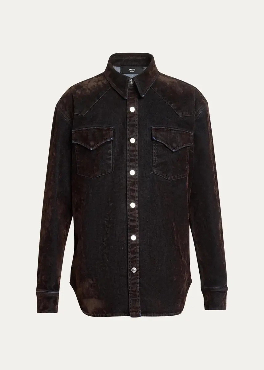 AMIRI Men's Flock Denim Western Shirt | Thumbnail 2 AMIRI Men's Flock Denim Western Shirt | Thumbnail 2