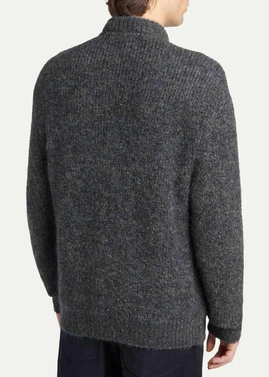 Giorgio Armani Men's Rib-Knit Mohair-Blend Cardigan | Thumbnail 4 Giorgio Armani Men's Rib-Knit Mohair-Blend Cardigan | Thumbnail 4