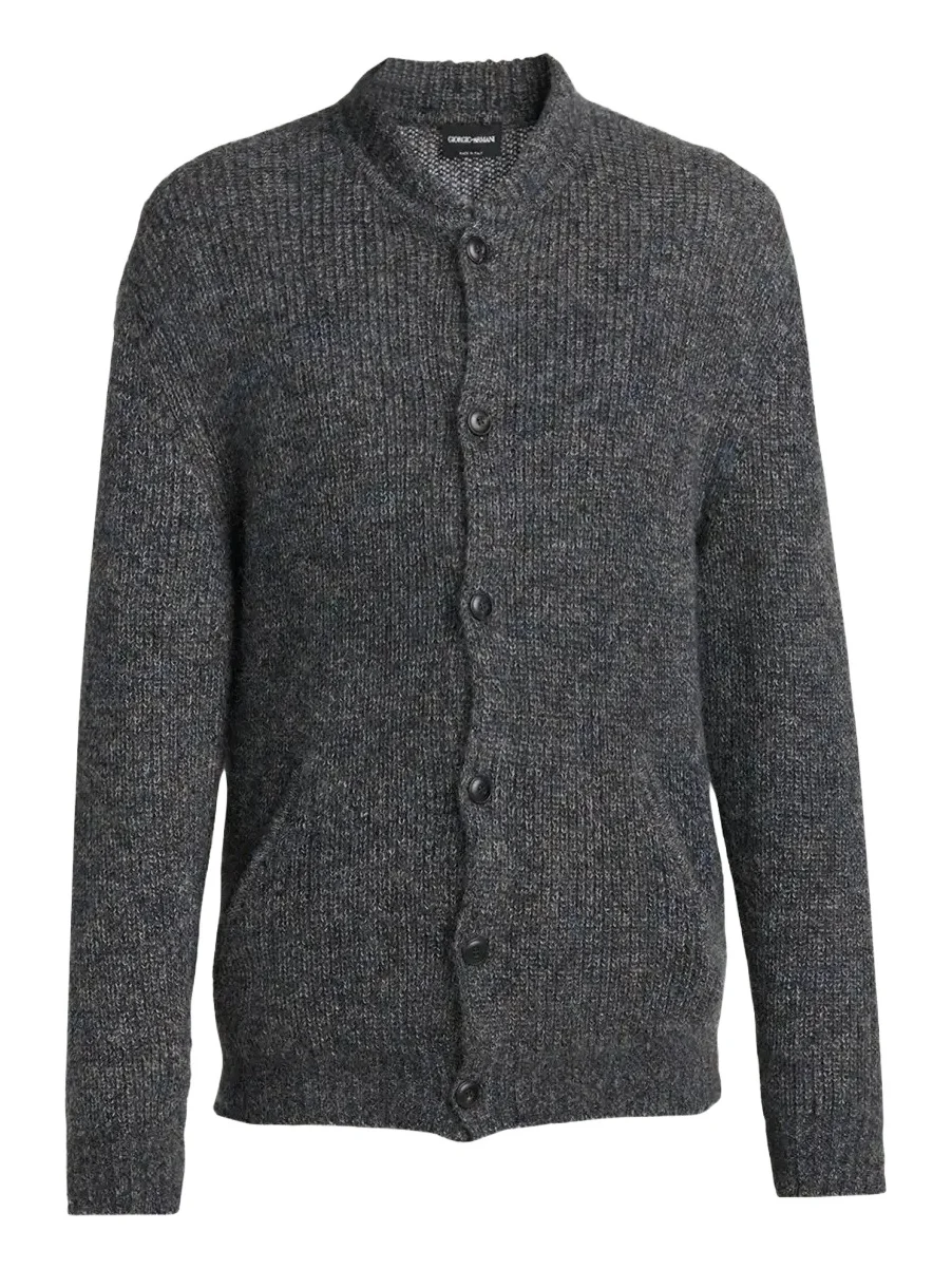 Giorgio Armani Men's Rib-Knit Mohair-Blend Cardigan