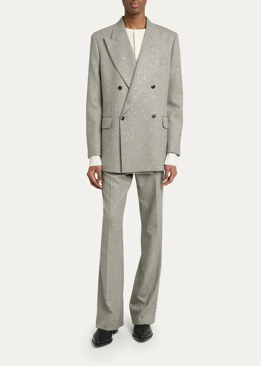 AMIRI Men's Houndstooth Double-Breasted Peak Lapel Blazer | Thumbnail 2 AMIRI Men's Houndstooth Double-Breasted Peak Lapel Blazer | Thumbnail 2