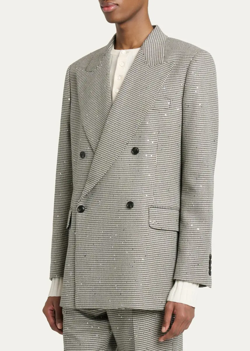 AMIRI Men's Houndstooth Double-Breasted Peak Lapel Blazer | Thumbnail 4 AMIRI Men's Houndstooth Double-Breasted Peak Lapel Blazer | Thumbnail 4