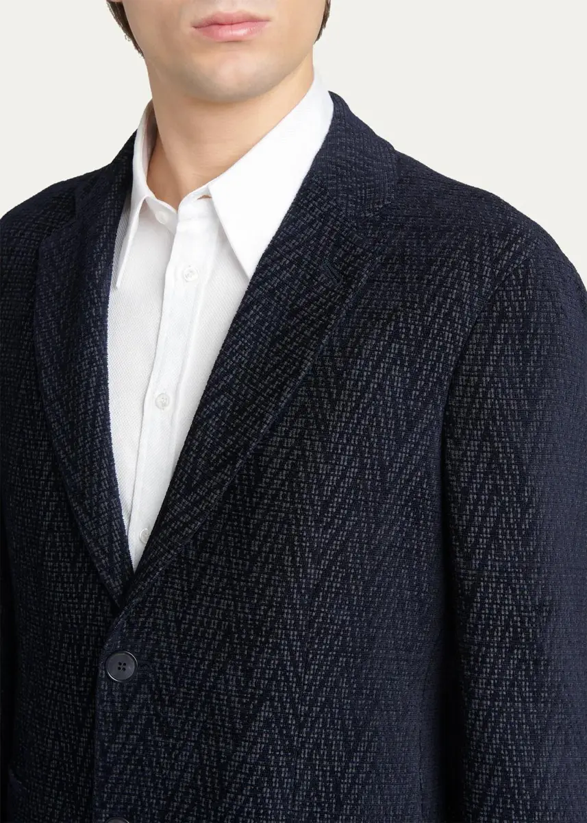 Giorgio Armani Men's Chevron Jacquard Single-Breasted Sport Coat | Thumbnail 5 Giorgio Armani Men's Chevron Jacquard Single-Breasted Sport Coat | Thumbnail 5