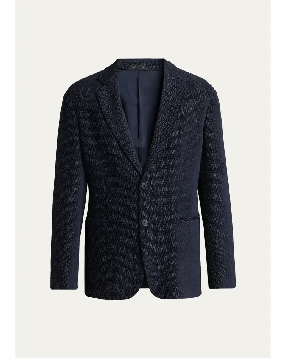 Giorgio Armani Men's Chevron Jacquard Single-Breasted Sport Coat | Thumbnail 6 Giorgio Armani Men's Chevron Jacquard Single-Breasted Sport Coat | Thumbnail 6