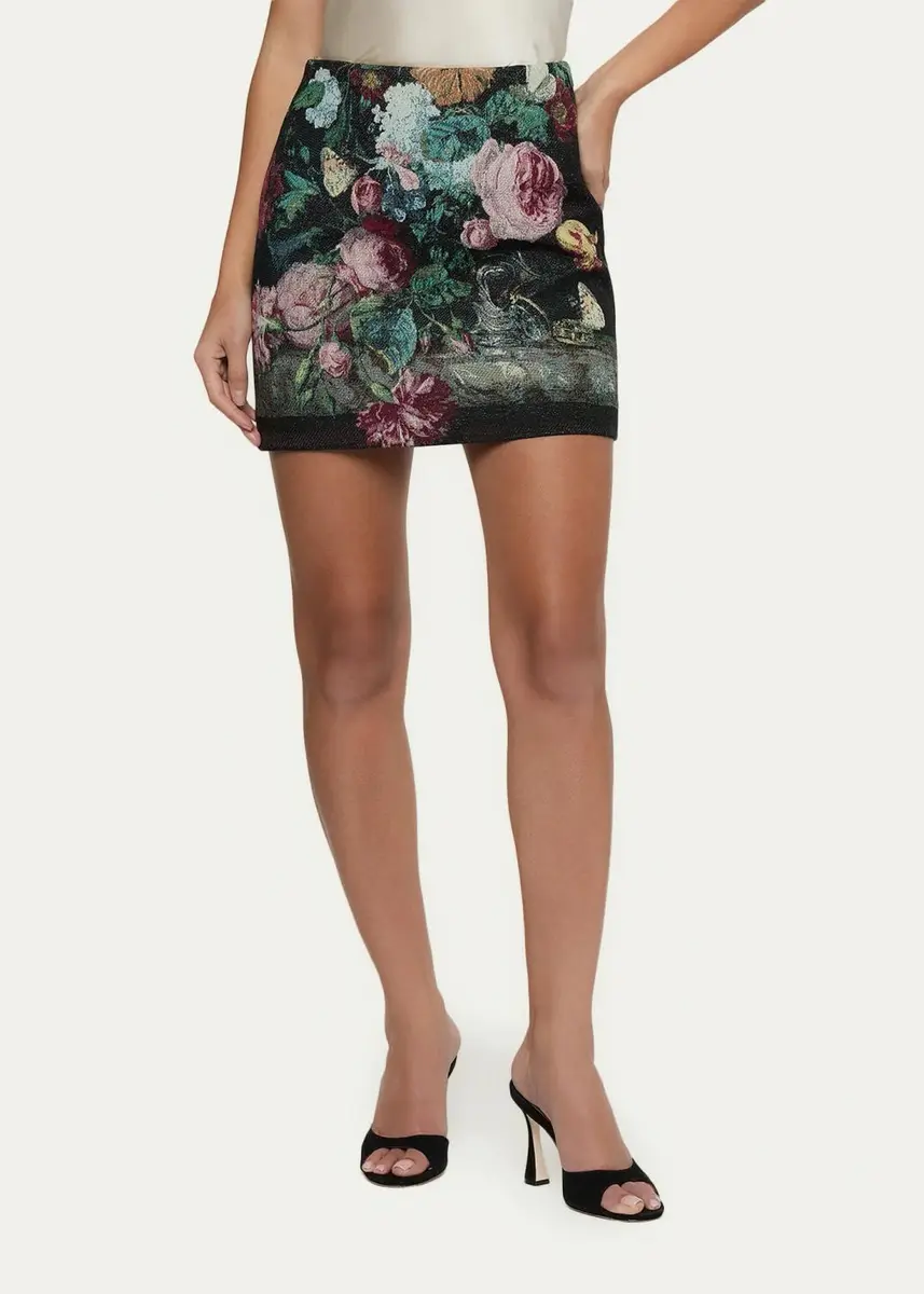 L'Agence Marseille Floral Jacquard Mini Skirt | Thumbnail 4