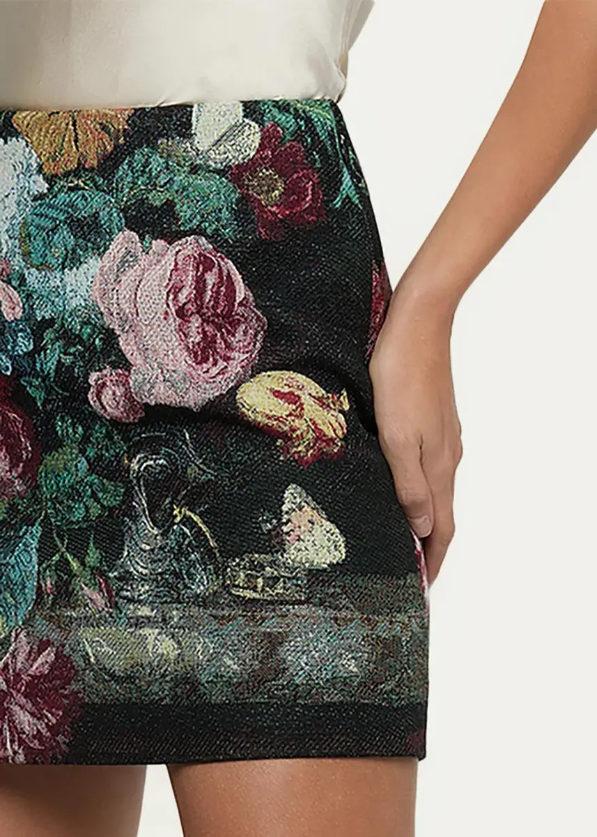 L'Agence Marseille Floral Jacquard Mini Skirt | Thumbnail 5