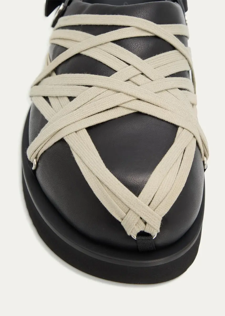 Rick Owens Men's Megalace Leather Slides | Thumbnail 5 Rick Owens Men's Megalace Leather Slides | Thumbnail 5