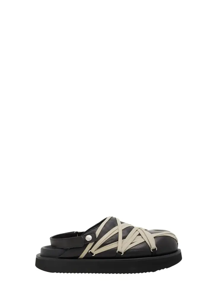 Rick Owens Men's Megalace Leather Slides | Image 1 Rick Owens Men's Megalace Leather Slides | Image 1