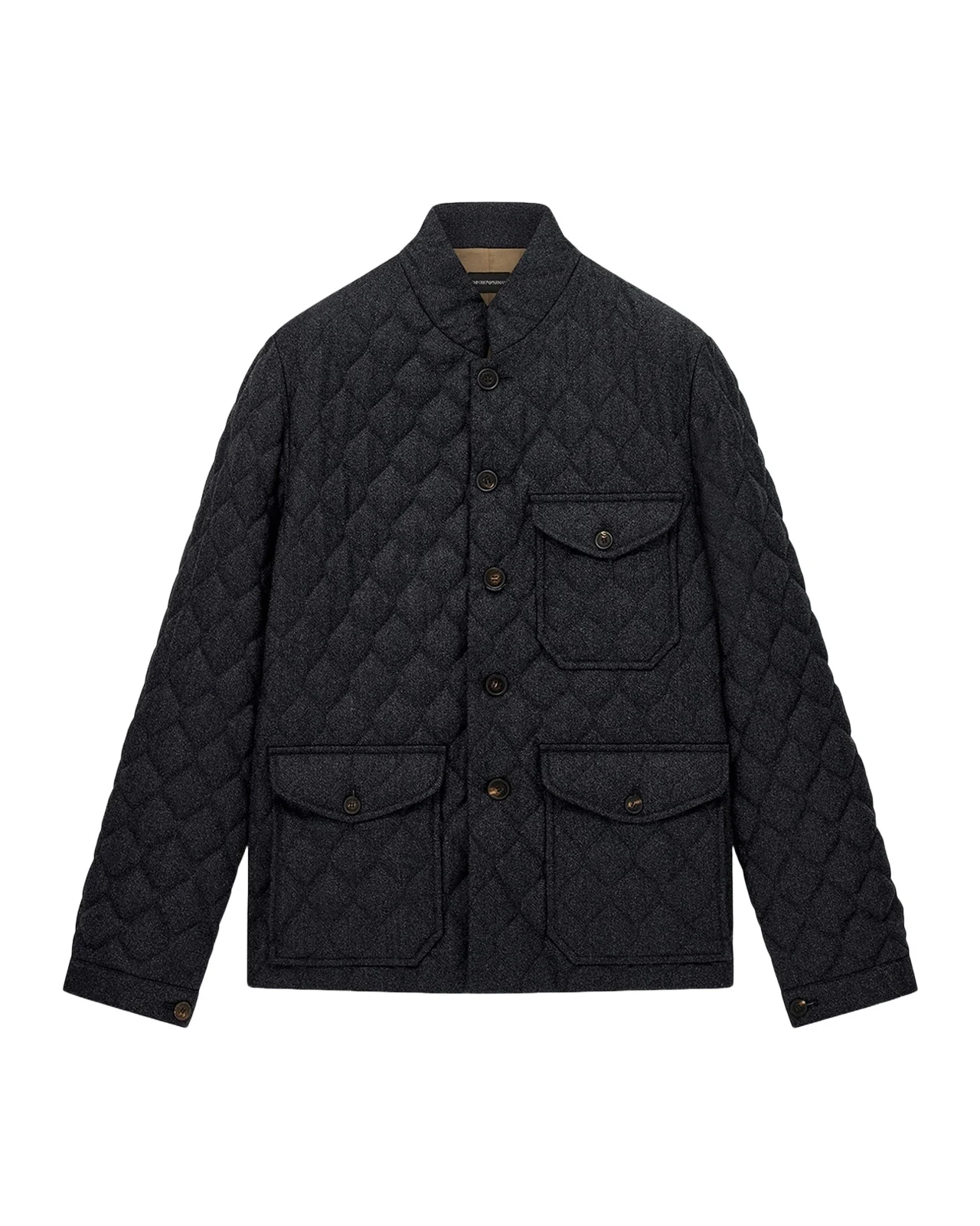 Emporio Armani Men's Wool Quilted Stand-Collar Jacket