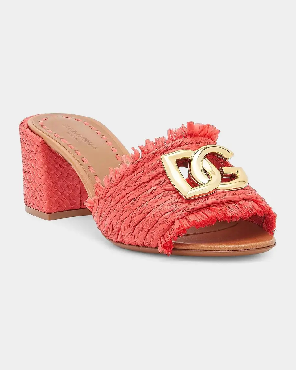 Dolce & Gabbana 60mm Raffia Logo Block Heel Mules | Thumbnail 4 Dolce & Gabbana 60mm Raffia Logo Block Heel Mules | Thumbnail 4