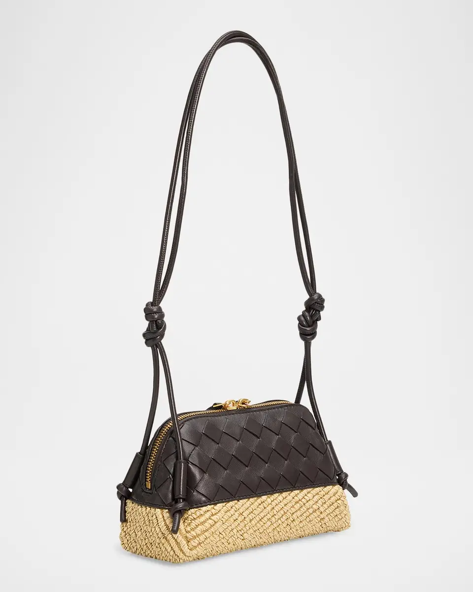 Bottega Veneta Leather & Raffia Crossbody Pouch Bag | Thumbnail 3