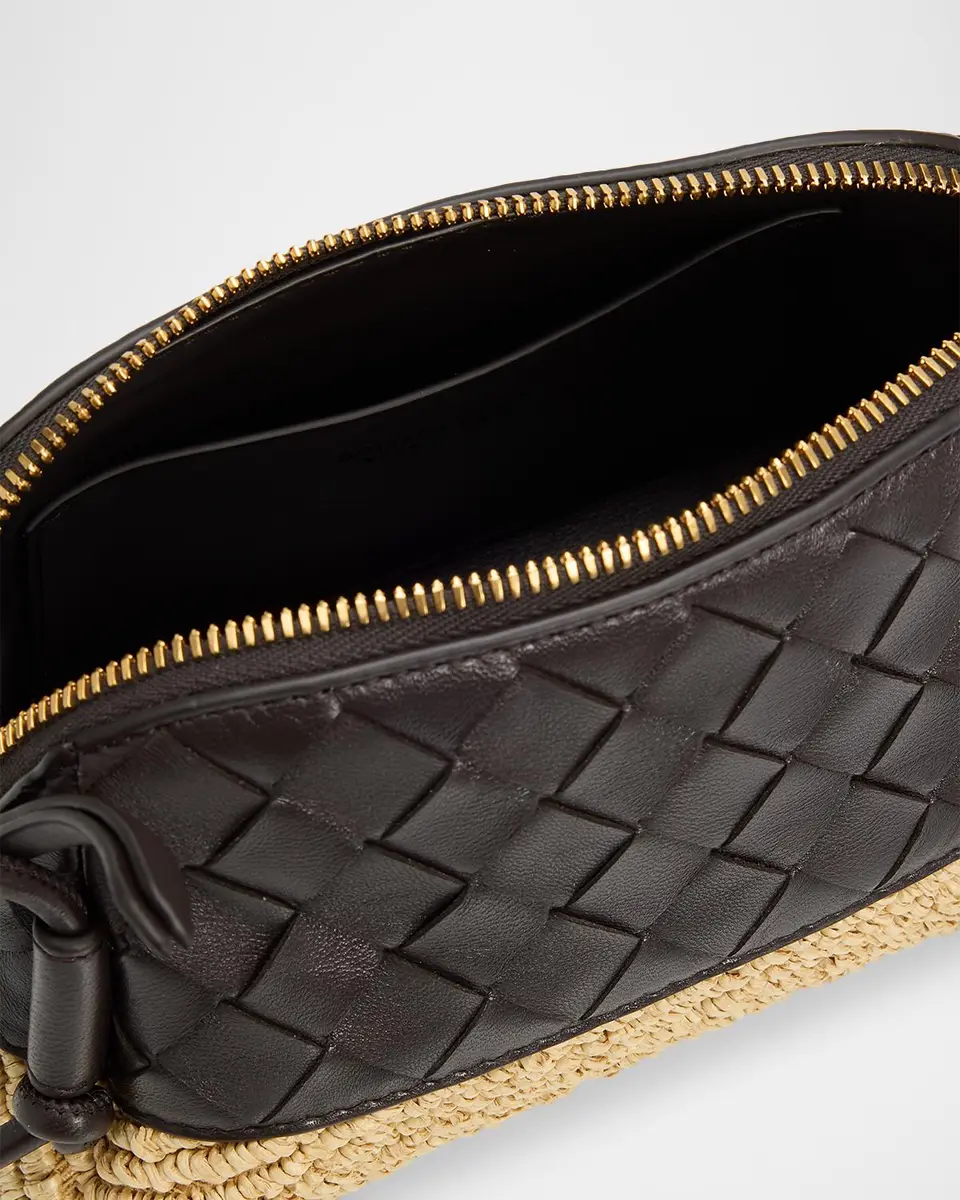 Bottega Veneta Leather & Raffia Crossbody Pouch Bag | Thumbnail 4