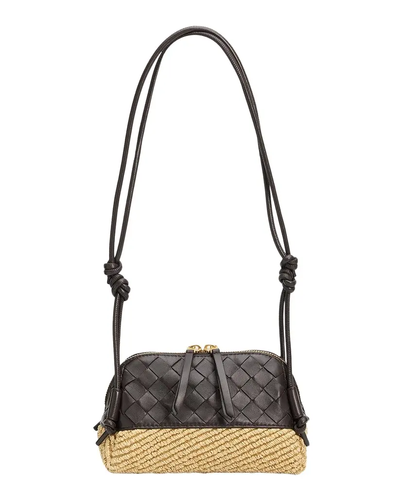 Leather & Raffia Crossbody Pouch Bag Leather & Raffia Crossbody Pouch Bag