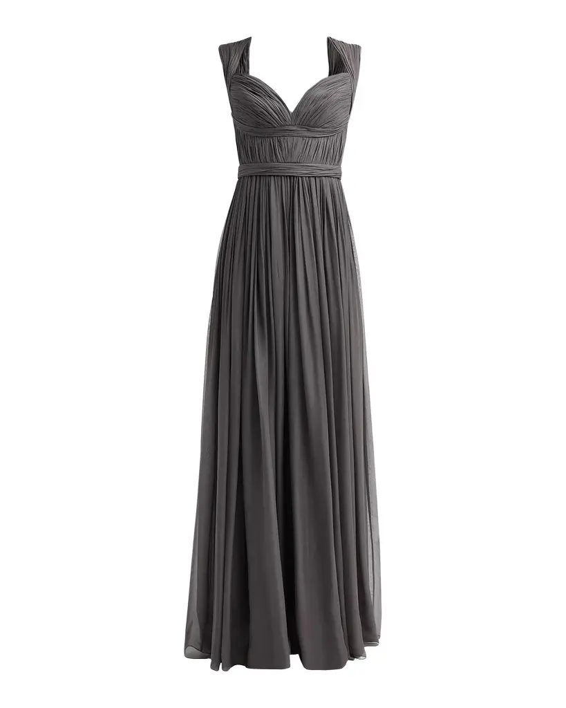 Pamella Roland Sleeveless Ruched Chiffon Cape Gown | Image 1 Pamella Roland Sleeveless Ruched Chiffon Cape Gown | Image 1