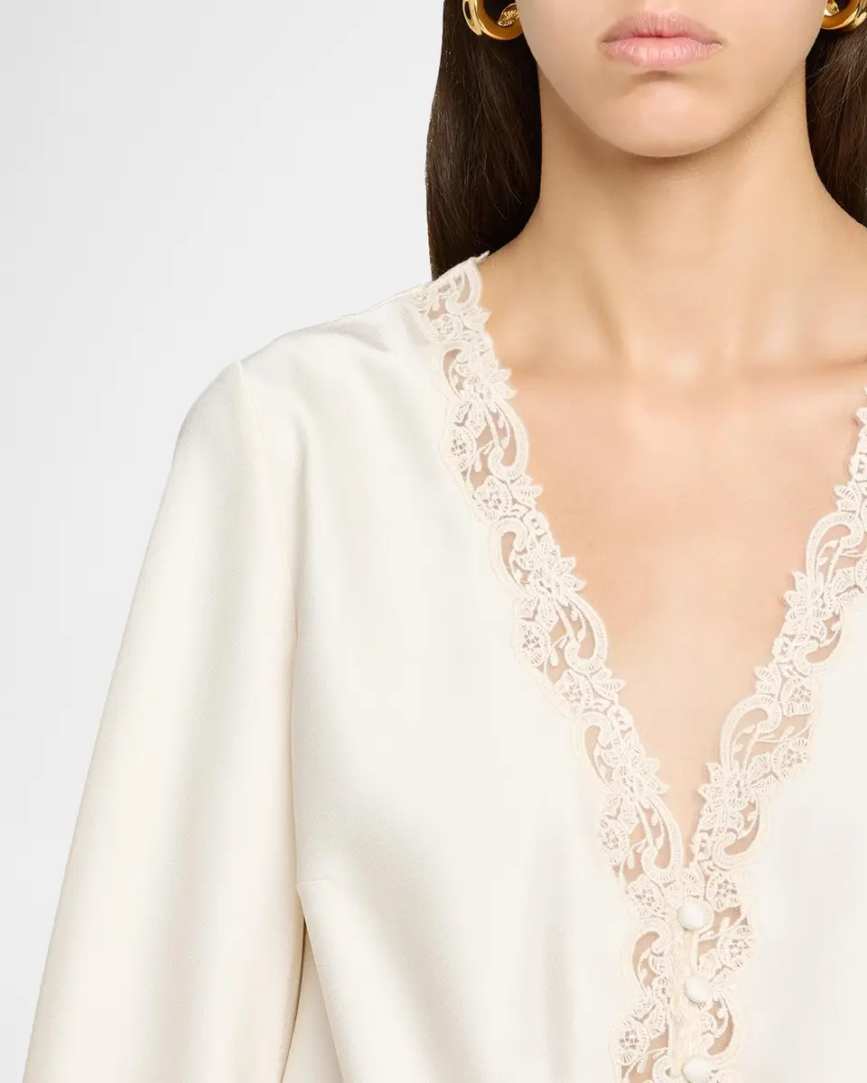 LoveShackFancy Fioretta Lace-Trim Satin Top | Thumbnail 5 LoveShackFancy Fioretta Lace-Trim Satin Top | Thumbnail 5
