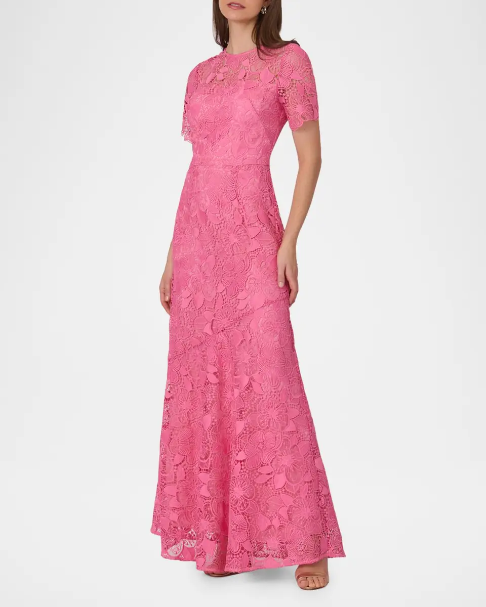 Shoshanna Ellie Floral Lace A-Line Gown | Thumbnail 2 Shoshanna Ellie Floral Lace A-Line Gown | Thumbnail 2
