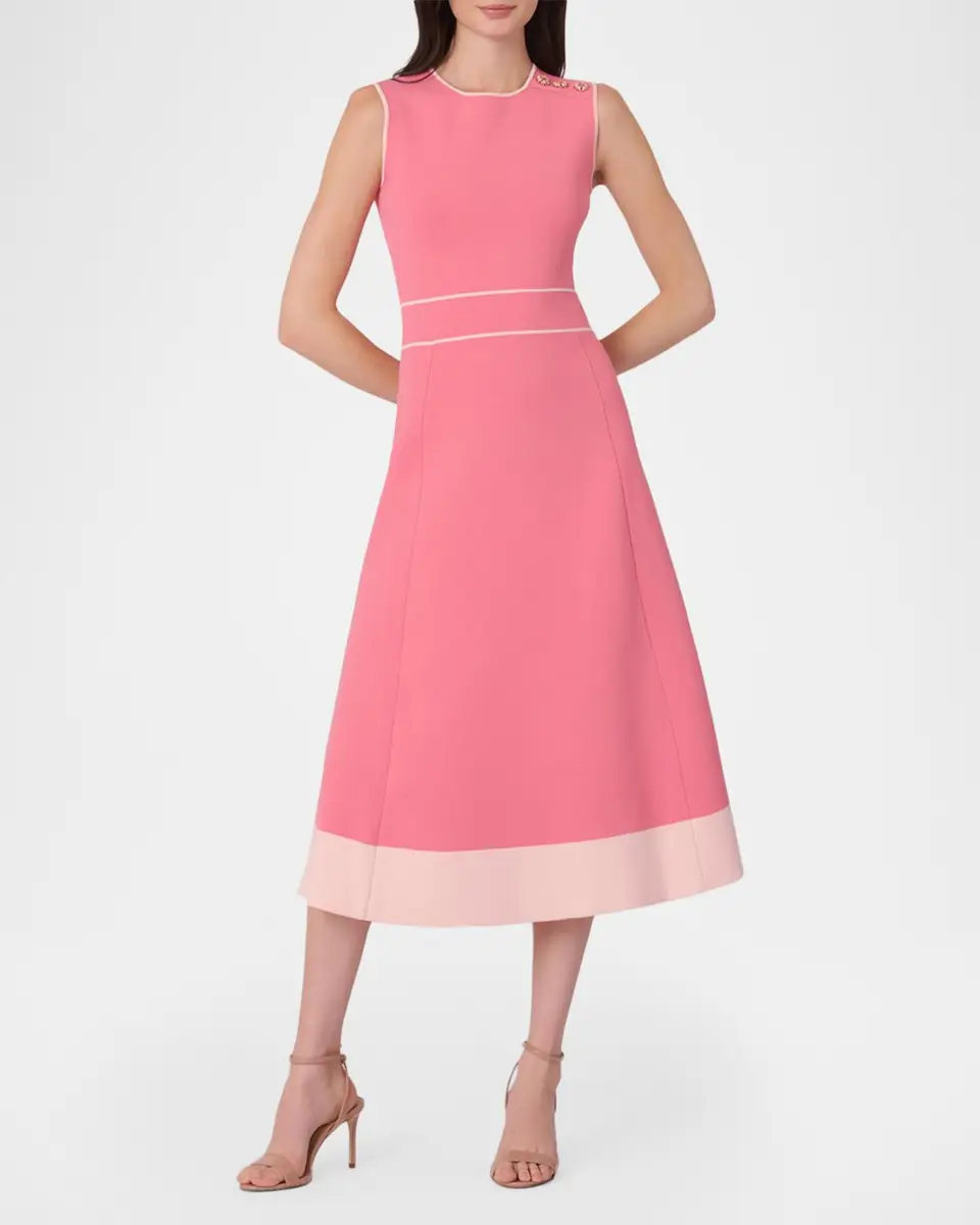 Shoshanna Tiffany Button-Shoulder A-Line Midi Dress | Thumbnail 2 Shoshanna Tiffany Button-Shoulder A-Line Midi Dress | Thumbnail 2