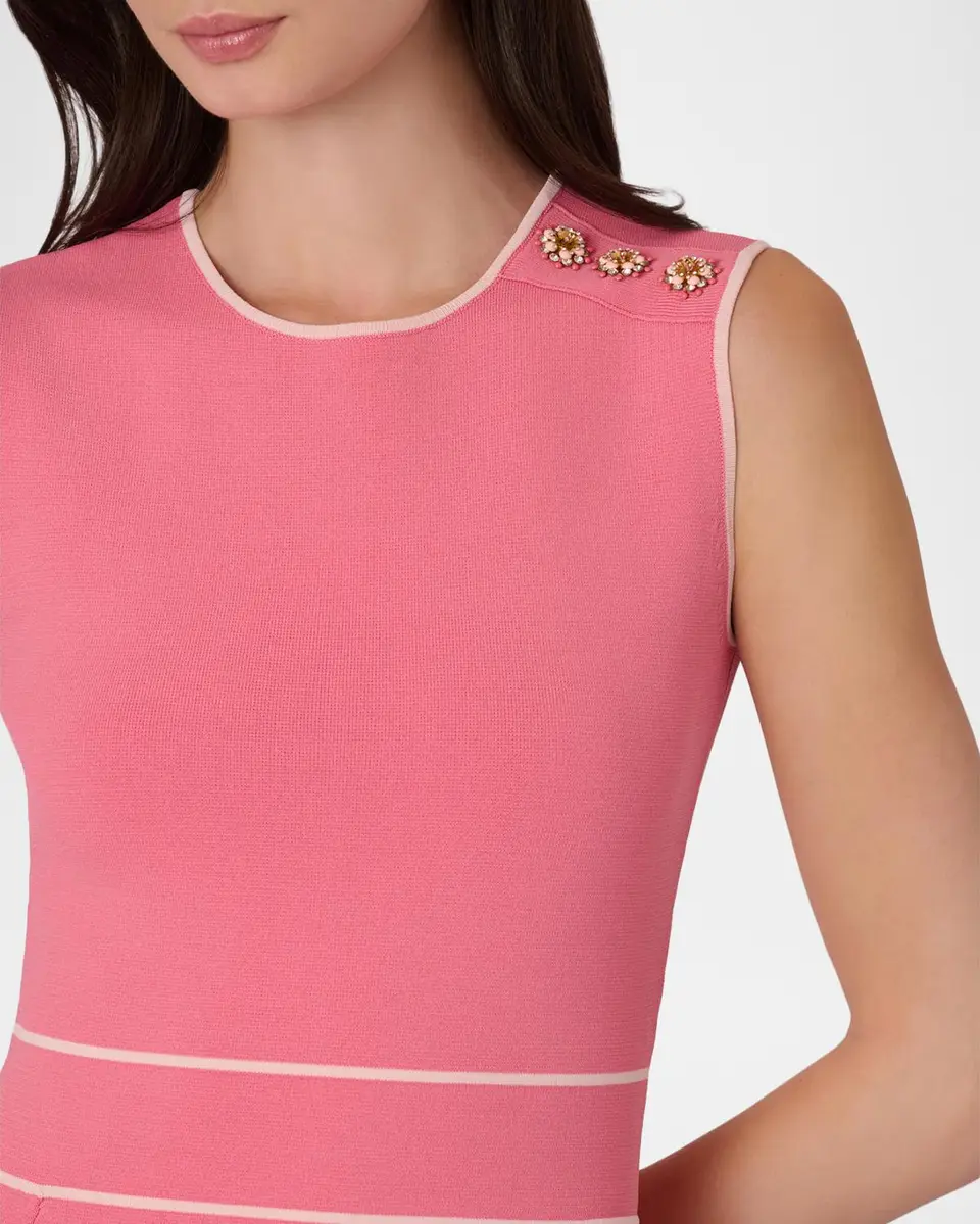 Shoshanna Tiffany Button-Shoulder A-Line Midi Dress | Thumbnail 4 Shoshanna Tiffany Button-Shoulder A-Line Midi Dress | Thumbnail 4