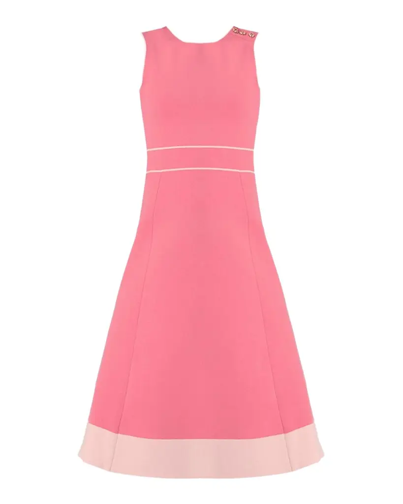 Shoshanna Tiffany Button-Shoulder A-Line Midi Dress