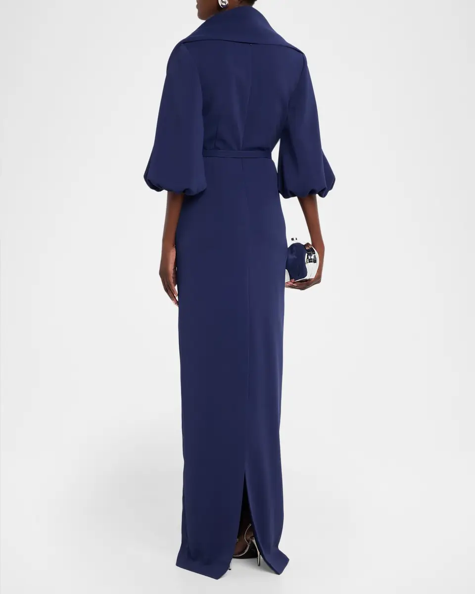 BADGLEY MISCHKA Draped Shawl-Collar Column Gown | Thumbnail 3 BADGLEY MISCHKA Draped Shawl-Collar Column Gown | Thumbnail 3