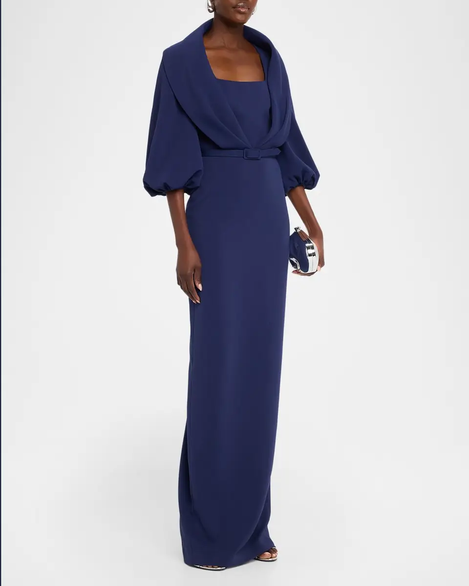 BADGLEY MISCHKA Draped Shawl-Collar Column Gown | Thumbnail 4 BADGLEY MISCHKA Draped Shawl-Collar Column Gown | Thumbnail 4