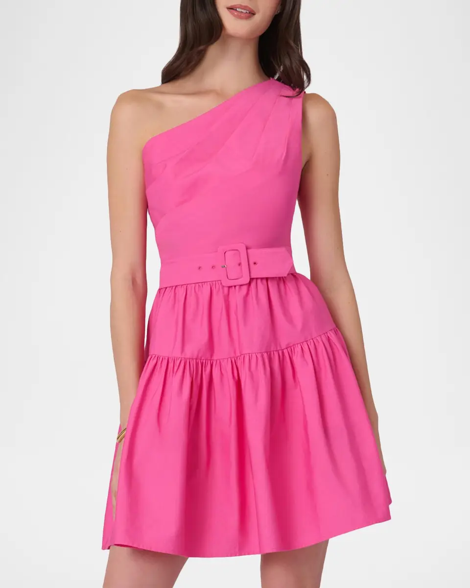 Shoshanna Crawford One-Shoulder Cotton Faille Mini Dress | Thumbnail 2 Shoshanna Crawford One-Shoulder Cotton Faille Mini Dress | Thumbnail 2
