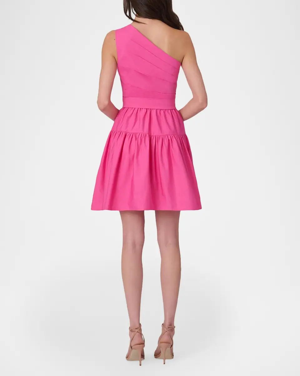 Shoshanna Crawford One-Shoulder Cotton Faille Mini Dress | Thumbnail 3 Shoshanna Crawford One-Shoulder Cotton Faille Mini Dress | Thumbnail 3