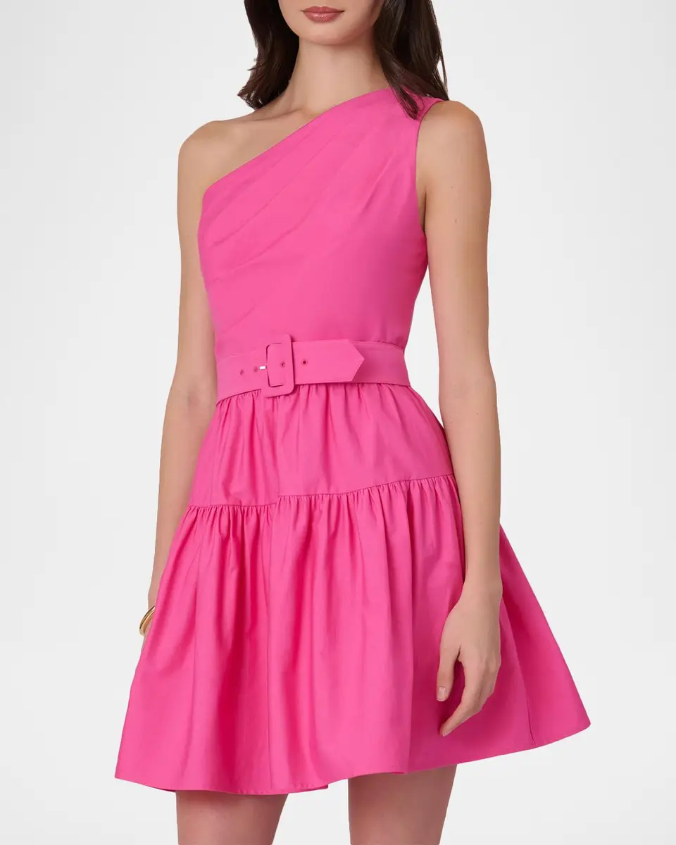 Shoshanna Crawford One-Shoulder Cotton Faille Mini Dress | Thumbnail 4 Shoshanna Crawford One-Shoulder Cotton Faille Mini Dress | Thumbnail 4
