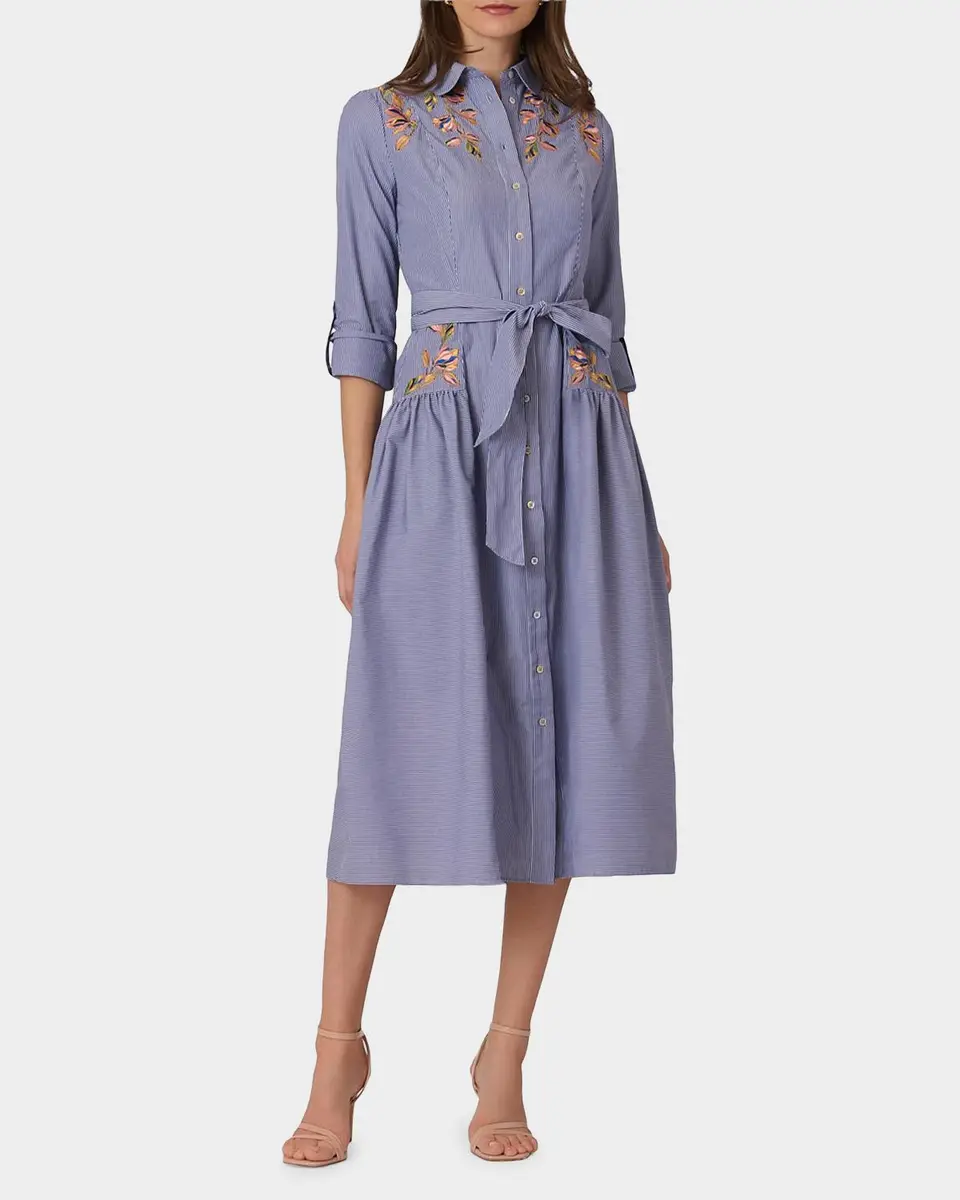 Shoshanna Caldwell Pinstriped Cotton-Blend Poplin Shirtdress | Thumbnail 2 Shoshanna Caldwell Pinstriped Cotton-Blend Poplin Shirtdress | Thumbnail 2