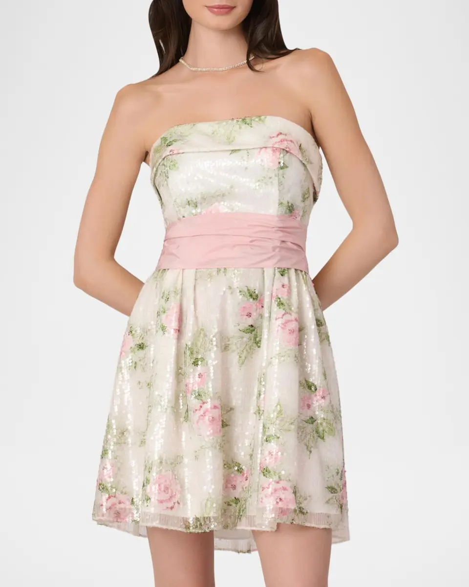 Shoshanna Sullivan Floral Sequined A-Line Mini Dress | Thumbnail 2 Shoshanna Sullivan Floral Sequined A-Line Mini Dress | Thumbnail 2
