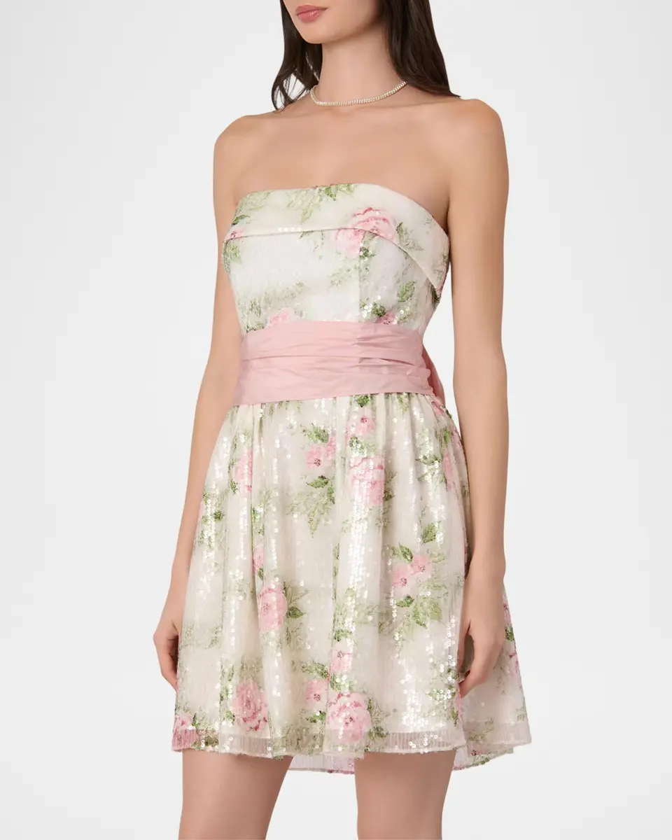 Shoshanna Sullivan Floral Sequined A-Line Mini Dress | Thumbnail 4 Shoshanna Sullivan Floral Sequined A-Line Mini Dress | Thumbnail 4