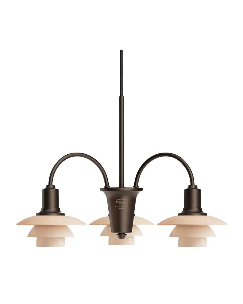 Louis Poulsen PH 1/1 21" Aged Brass 3-Light Chandelier, Centenary Edition