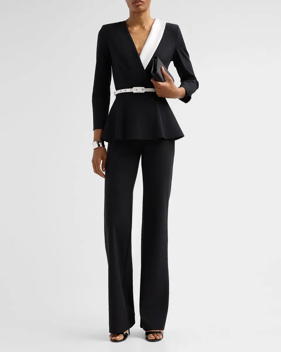 Chiara Boni La Petite Robe Hollis Mix-Media Peplum Jumpsuit | Thumbnail 2 Chiara Boni La Petite Robe Hollis Mix-Media Peplum Jumpsuit | Thumbnail 2