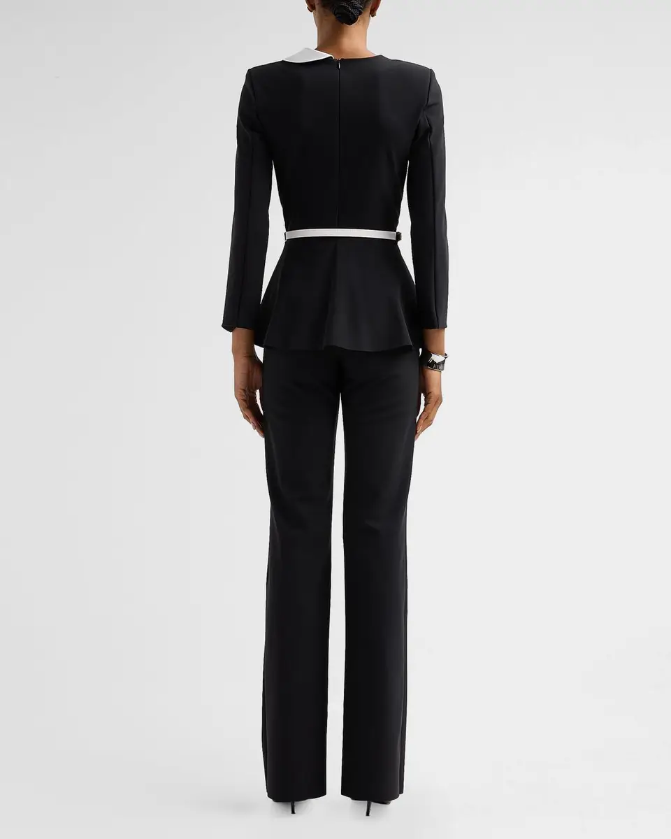 Chiara Boni La Petite Robe Hollis Mix-Media Peplum Jumpsuit | Thumbnail 3 Chiara Boni La Petite Robe Hollis Mix-Media Peplum Jumpsuit | Thumbnail 3