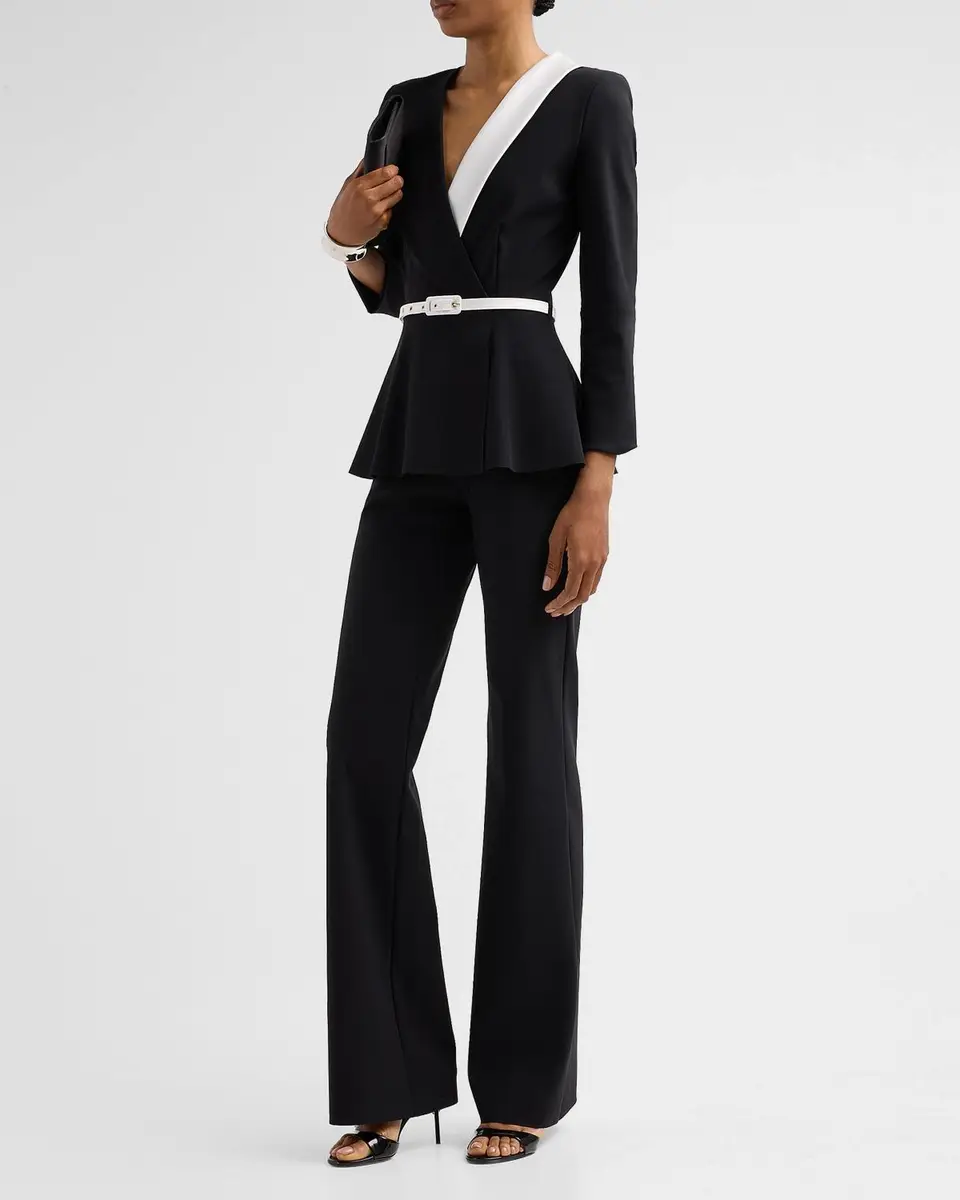 Chiara Boni La Petite Robe Hollis Mix-Media Peplum Jumpsuit | Thumbnail 4 Chiara Boni La Petite Robe Hollis Mix-Media Peplum Jumpsuit | Thumbnail 4
